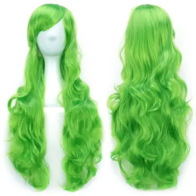 Image de Perruque Synthétique Longue Bouclée Multicolore - Vert, Rose, Noir
