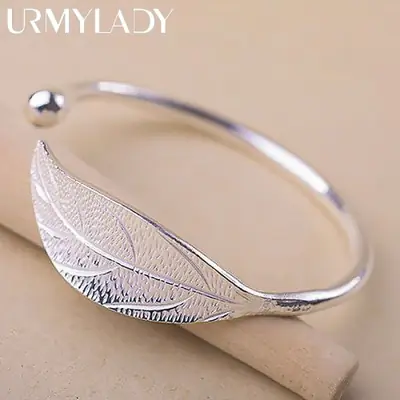 Image de Bracelet Manchette Feuille en Argent Sterling 925