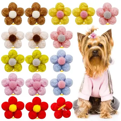 Image de Nœuds de Cheveux pour Chiens - Fleurs Colorées & Fait Main
