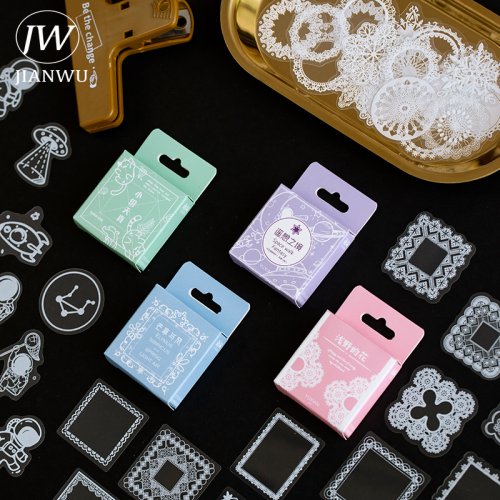 Image of 50-Piece Cute Transparent Pet Stickers for DIY Scrapbooking, Journaling, and Kawaii Stationery Decor