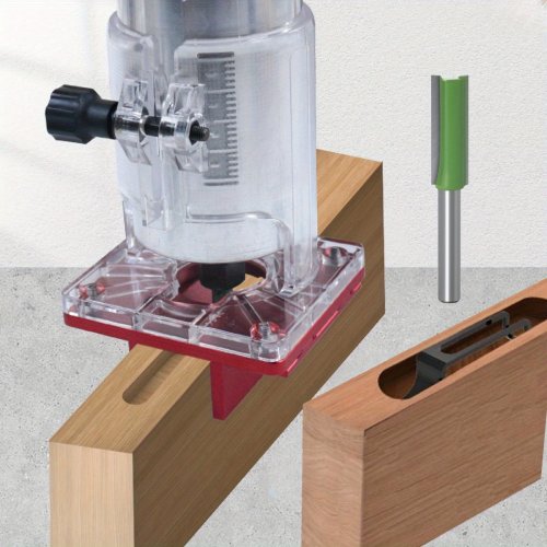 Imagen de Base de Guía de Ranurado para Máquina Cortadora de 65 mm - Accesorio 2 en 1 con Conector Oculto y Sujetador de Hebilla para Fresado de Madera