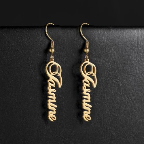 Zdjęcie Personalizowane Kolczyki Zawieszki z Napisem – Moda dla Kobiet