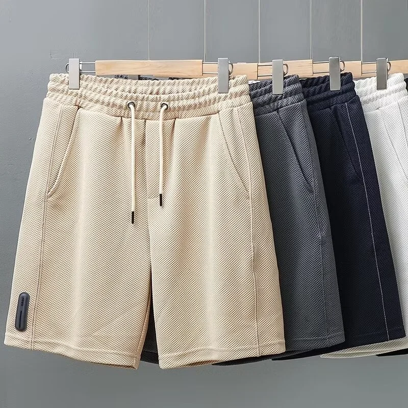 Image of Men's Summer Waffle Y2K Shorts – Korean Fashion Drawstring Baggy Gym Bermuda Pants for Streetwear & Fitness