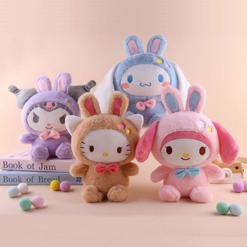Image of Adorable 25cm Sanrio Plush Dolls Collection – Hello Kitty, Kuromi, My Melody, and Cinnamoroll Soft Stuffed Toys for Kids and Anime Fans