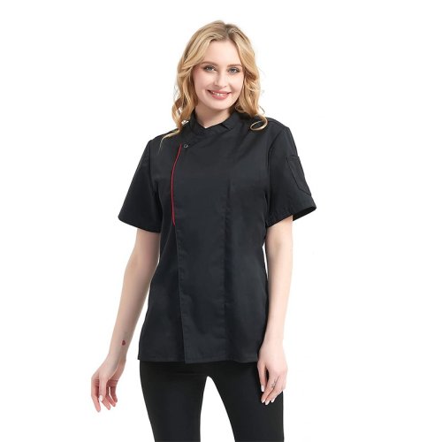 Afbeelding van Unisex Chef Kok Uniform: Korte Mouwen Werkjas voor Keuken, Restaurant, Hotel en Bakkerij – Comfortabele en Professionele Werkkleding voor Obers en Koks