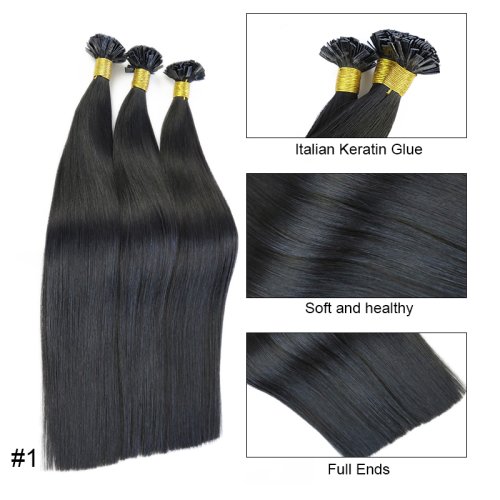 Imagen de Extensión de Cabello Humano Liso con Cápsulas de Queratina, Punta Plana 0.8g-1g, 50 Piezas, Color Rubio Degradado Natural