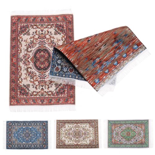 Afbeelding van Miniatuur Bloemenpatroon Tapijt voor 1:12 Schaal Poppenhuis – Realistische Vloerbedekking met Weefstructuur als Speelhuis Decoratie en Pop Accessoire