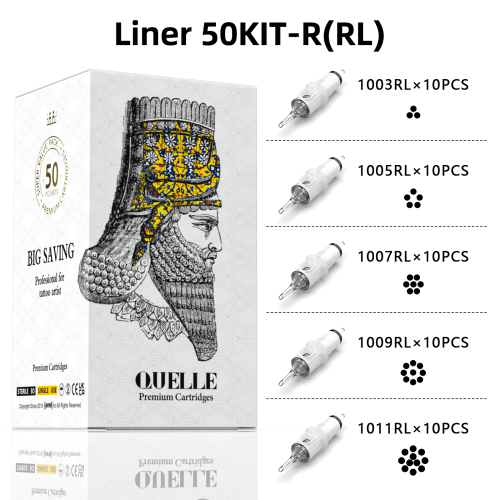 Afbeelding van 50 stuks Professionele Mix Tattoo Cartridge Naalden met Membraan - Veilige Wegwerp Naalden voor Tatoeages