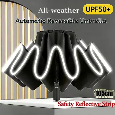 Image de Parapluie Anti-Vent Inversé avec Bande Réfléchissante
