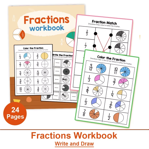 Imagen de Libro de Ejercicios de Fracciones Montessori: Material Didáctico para Aprendizaje Aritmético en Grado 3 y 4 de Primaria con Actividades de Entrenamiento Cognitivo Matemático
