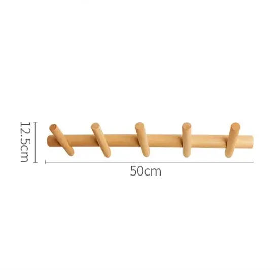 Image de Porte-Manteau Nordique en Bois Massif - 4-5 Crochets