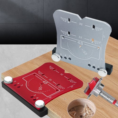 Bild von 35 mm Holzbearbeitungs-Werkzeugset für Scharnierlöcher – Präzise Stanz- und Bohrwerkzeug zur schnellen Montage von Scharnieren mit integrierter Positionierhilfe und Rahmenbegrenzung