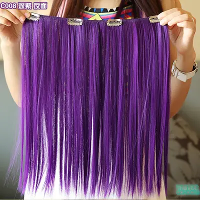 Image de Extensions de Cheveux Synthétiques à Clip - 9 Couleurs Arc-en-Ciel