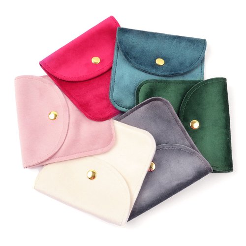 Image of Jewellery Pouch Snap Button Soft Velvet Bag Envelope Jewelry Packaging Bag Wedding Gift Bracelet Necklace Earrings Rings Storage