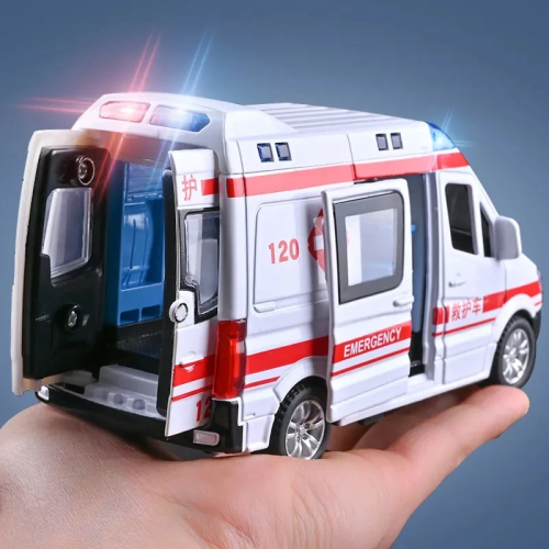 1:32 Mini Auto Diecast Ambulance Brandweerwagen Politieauto Model Geluid En Licht Voertuig Simulatie Collectie Geschenke