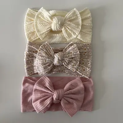 Image de Bandeaux Bébé Turban - Lot de 3 en Nylon Souple