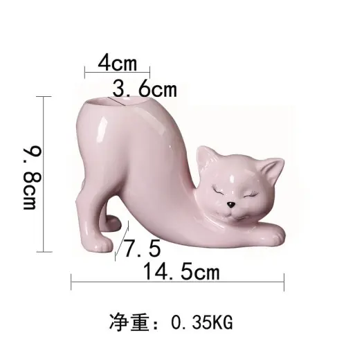 Image de Pot de Fleurs Chat Mignon en Porcelaine