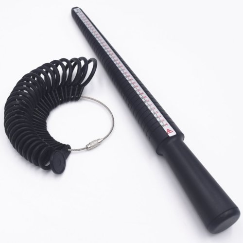Image of Professional Ring Sizing Tool Set with Adjustable Mandrel Stick and Finger Gauge for Accurate Jewelry Measurement