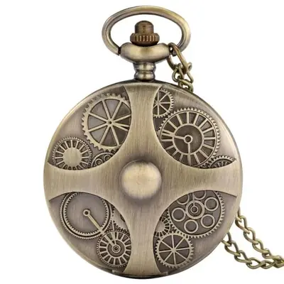 Image de Montre de Poche Vintage en Bronze - Design Mécanique & Élégant