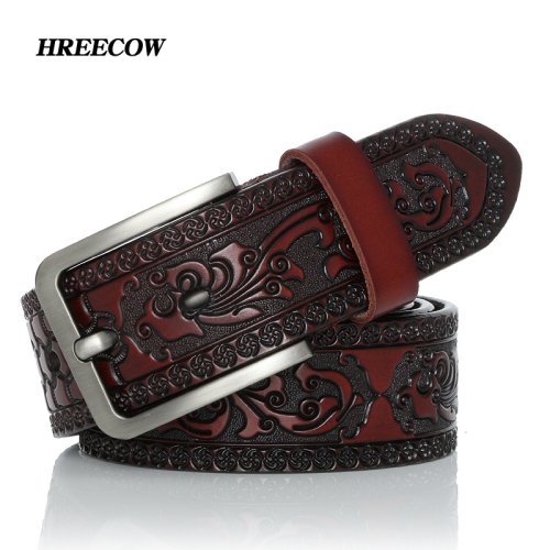 Imagen de Cinturón de Hombre de Cuero Genuino de Vaca – Diseño Clásico Vintage con Hebilla Elegante para Pantalones Vaqueros y Ropa Formal