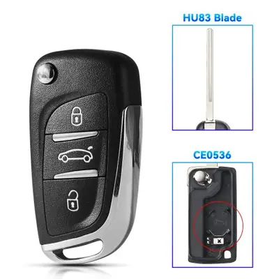 Image de Clé de Voiture Modifiée CE0523/CE0536 - Compatible Peugeot & Citroën