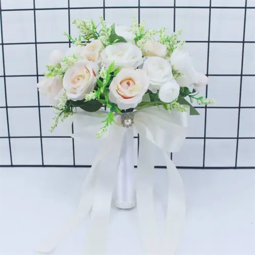 Image de Bouquet de Mariage Rose Artificiel - Élégance & Raffinement