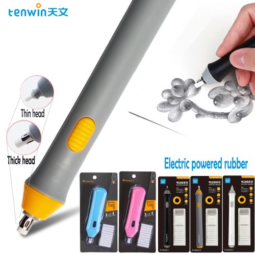 Image of Tenwin Adjustable Electric Rubber Eraser with Replaceable Refills and Battery Power – Perfect for Sketching, Drawing, and School Projects