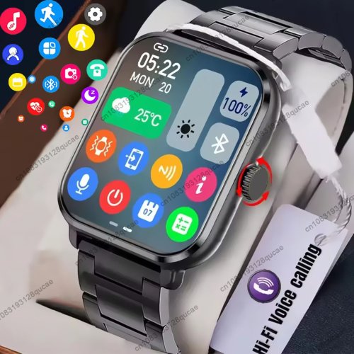 Zdjęcie Inteligentny zegarek sportowy z ekranem HD 2,01 cala – kompatybilny z Android i iOS, Bluetooth, powiadomienia, odtwarzanie muzyki, tryb sportowy dla mężczyzn i kobiet