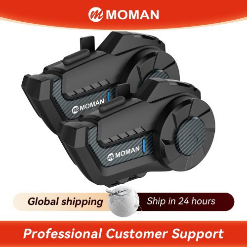 Image of Moman Motorcycle Intercom H2Pro Motorbike Helmet Communication System up to 1000M with DSP&CVC Noise Cancellation FM Music Share