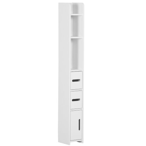 Imagen de kleankin Armario Alto de Baño con 3 Puertas y 3 Estantes 15x17x120 cm
