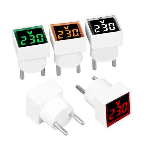 Image of Digital AC Voltmeter Indicator, Digital Voltmeter, No Wiring Required, Euro Plug, Voltage Measurement Range 50 ~ 500V