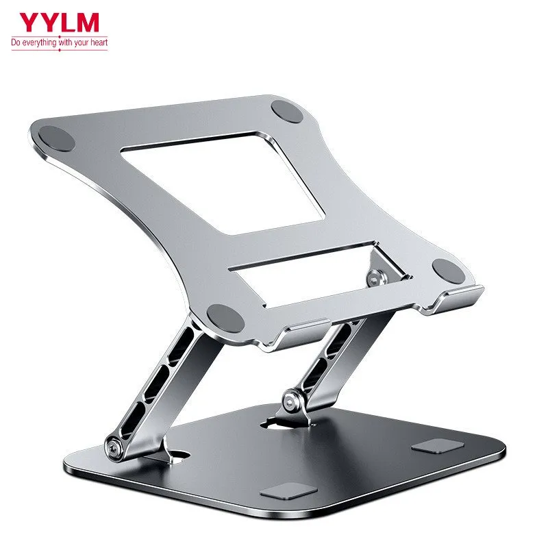 Imagen de Soporte Ajustable de Aleación de Aluminio para Tableta, Teléfono y Portátil hasta 17 Pulgadas - Soporte Plegable Portátil con Función de Refrigeración