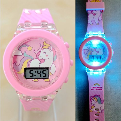 Image de Montre Licorne Lumineuse pour Filles - Écran Flash & Design Coloré