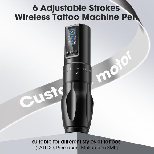 Image of Natural Wireless Cartridge Tattoo Pen with 6 Adjustable Strokes and 2.0mm-4.0mm Needle Compatibility for Professional Body Art