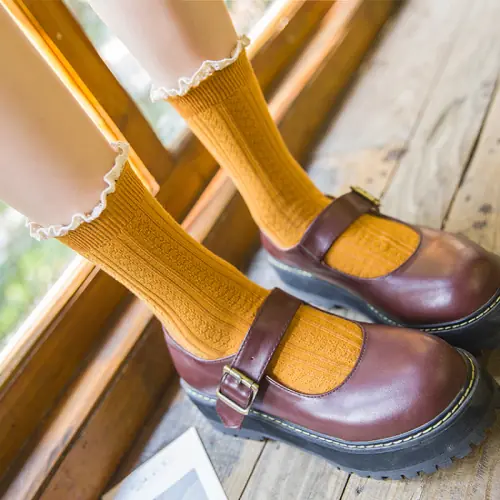 Image de Chaussettes Lolita Longues en Coton - Style Harajuku Vintage