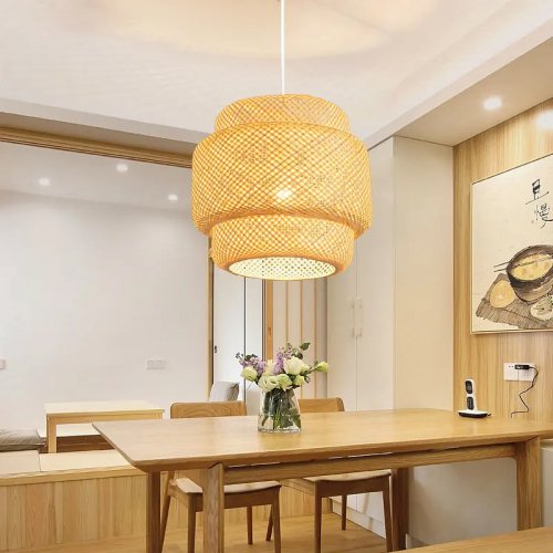 Image de Plafonnier Bambou Design - Luminaire Suspendu 30cm
