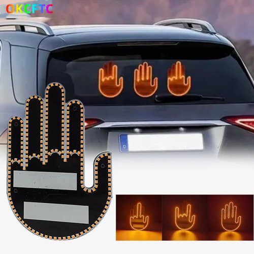 Bild von Lustiges Auto Finger Licht mit Fernbedienung, Straße Wut Zeichen Mittelfinger Geste Licht, Auto Bernstein Mittelfinger Warnung Bremslicht