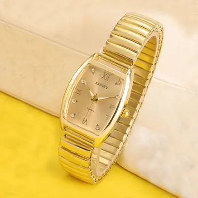 Image de Montre de Couple Luxe avec Diamants - Style Baril & Double Calendrier