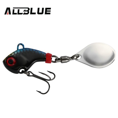 Immagine di Esca da Pesca Artificiale Allblue Cyclone Tail Spinner con Vibrazione Metallica per Lancio in Riva - Jig Vibrante a Lama con Effetto Shad