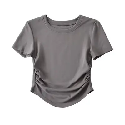 Image de T-Shirt Harajuku Femme 2024 - Col Rond & Détails Froncés