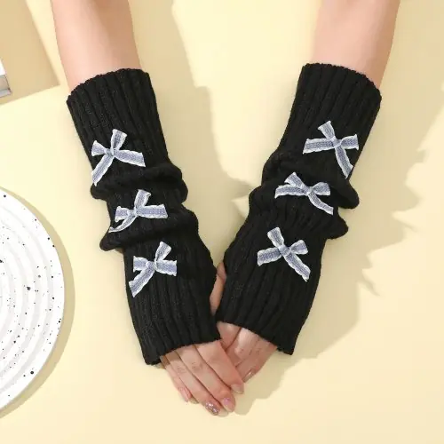 Image de Gants sans doigts Y2K avec nœud - Chauds et stylés pour l'hiver