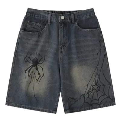 Image de Short Jean Y2K Homme Imprimé Toile d'Araignée - Style Harajuku