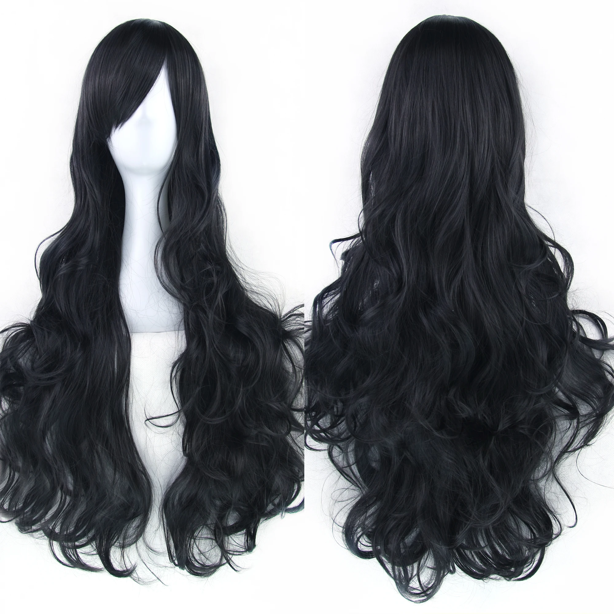 Soowee, peluca verde de pelo sintético largo y rizado, peluca rosa y negra para fiesta, pelucas de Cosplay para mujer