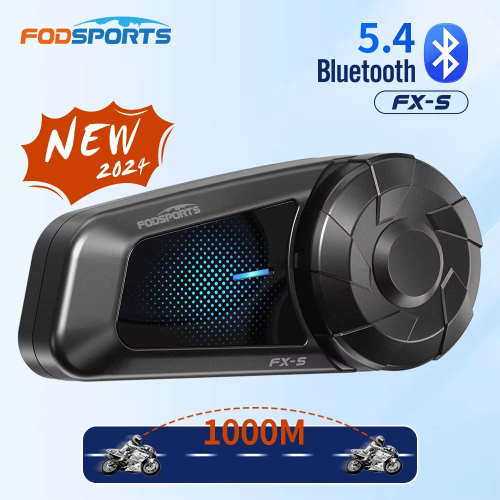 Afbeelding van Fodsports FX-S Motorfiets Intercom Bluetooth Helm Intercom Headset Draadloze Interphone met 1000m Bereik en BT5.4 Technologie