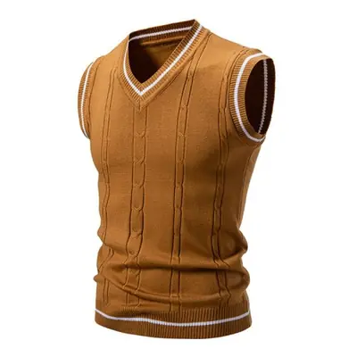 Image de Gilet Tricot Homme Col V Sans Manches - Style Automne/Hiver