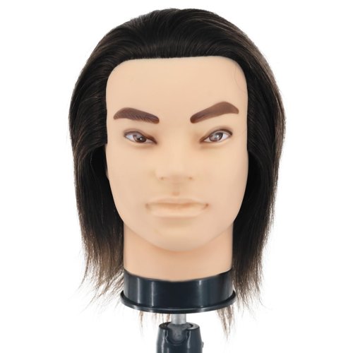 Imagen de Cabeza de maniquí masculino de cabello humano 100% con pelo, práctica de barba, maniquí, peluquería,...