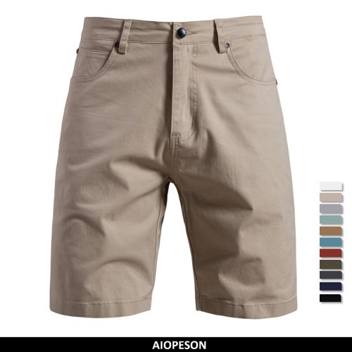Afbeelding van Herenshort van 100% katoen - Zomerse Casual Shorts met Meerdere Zakken, Effen Kleur, Ademend en Comfortabel voor Outdoor Activiteiten