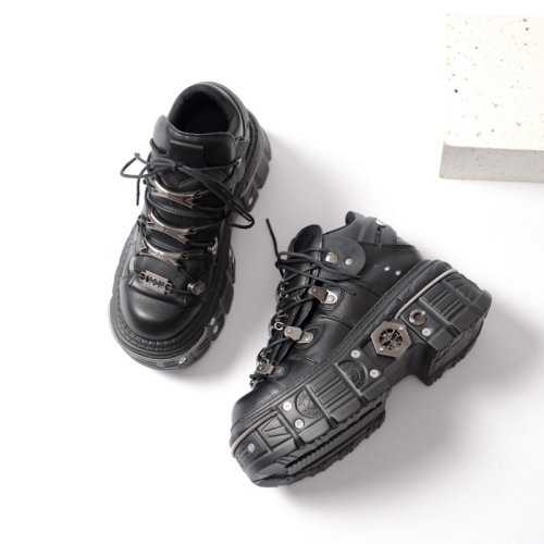 Image of 2024 Women's Platform Punk Rock Heavy Metal Ankle Boots with Height Increase – Edgy Daddy Shoes for Bold Fashion Statements