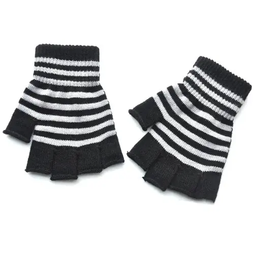 Image de Gants Chauds Rayés Demi-Doigt - Idéaux pour Étudiants et Cyclisme
