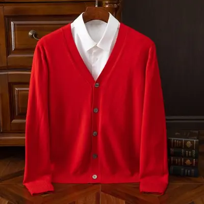Image de Cardigan Homme Laine Mérinos & Cachemire - Élégant & Chaud